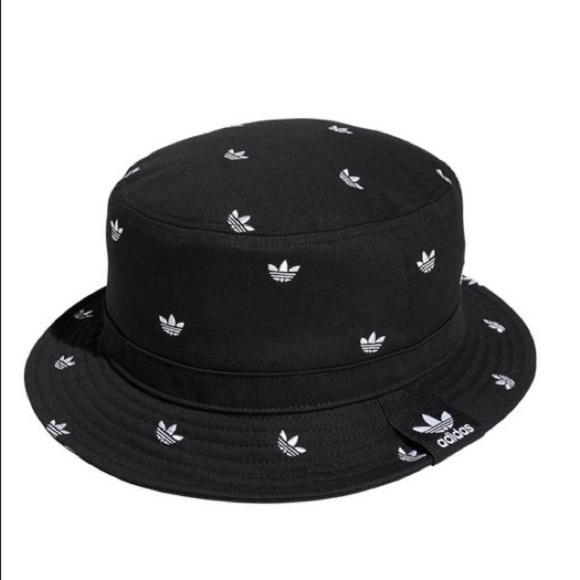 adidas Originals All Over Print Trefoil Bucket Hat - Black/White - Picture 3 of 5